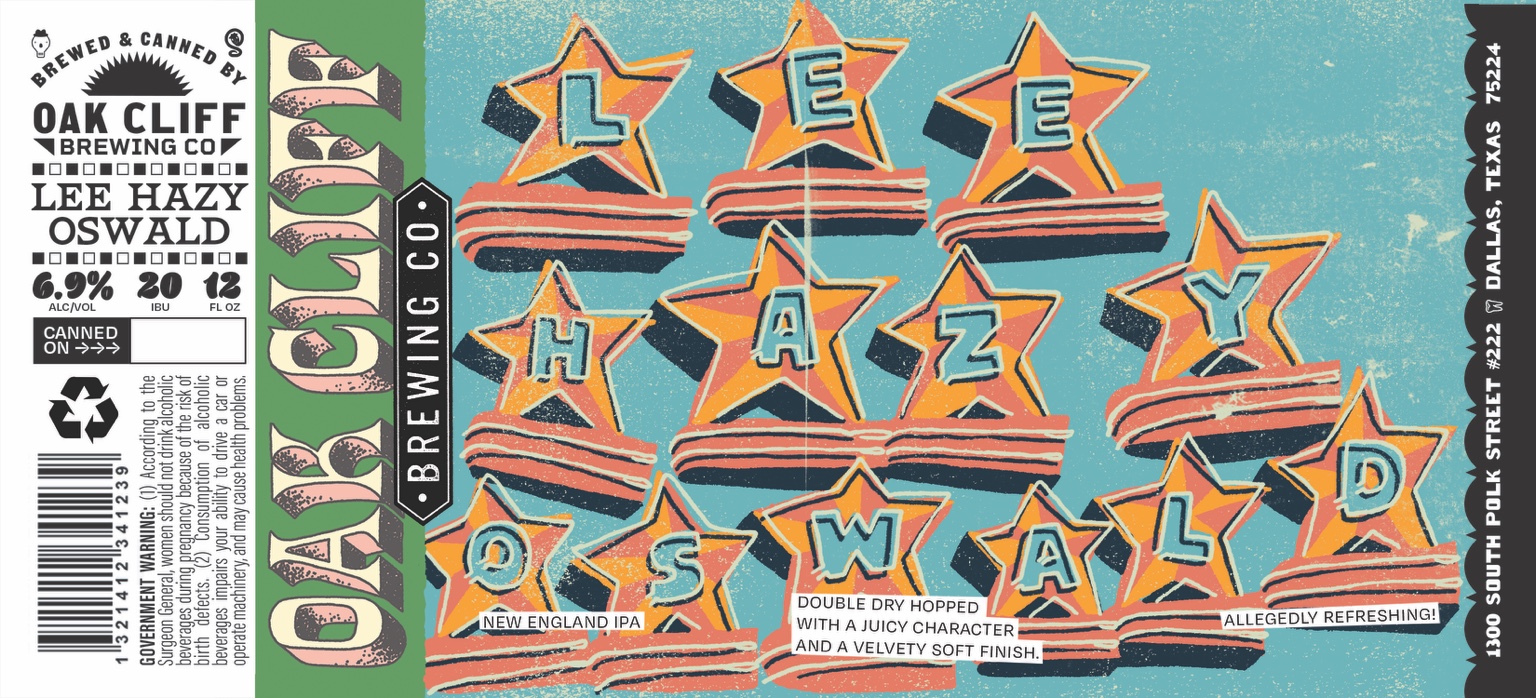 Original Lee Hazy Oswald label with turquoise, orange, and pink marquee stars